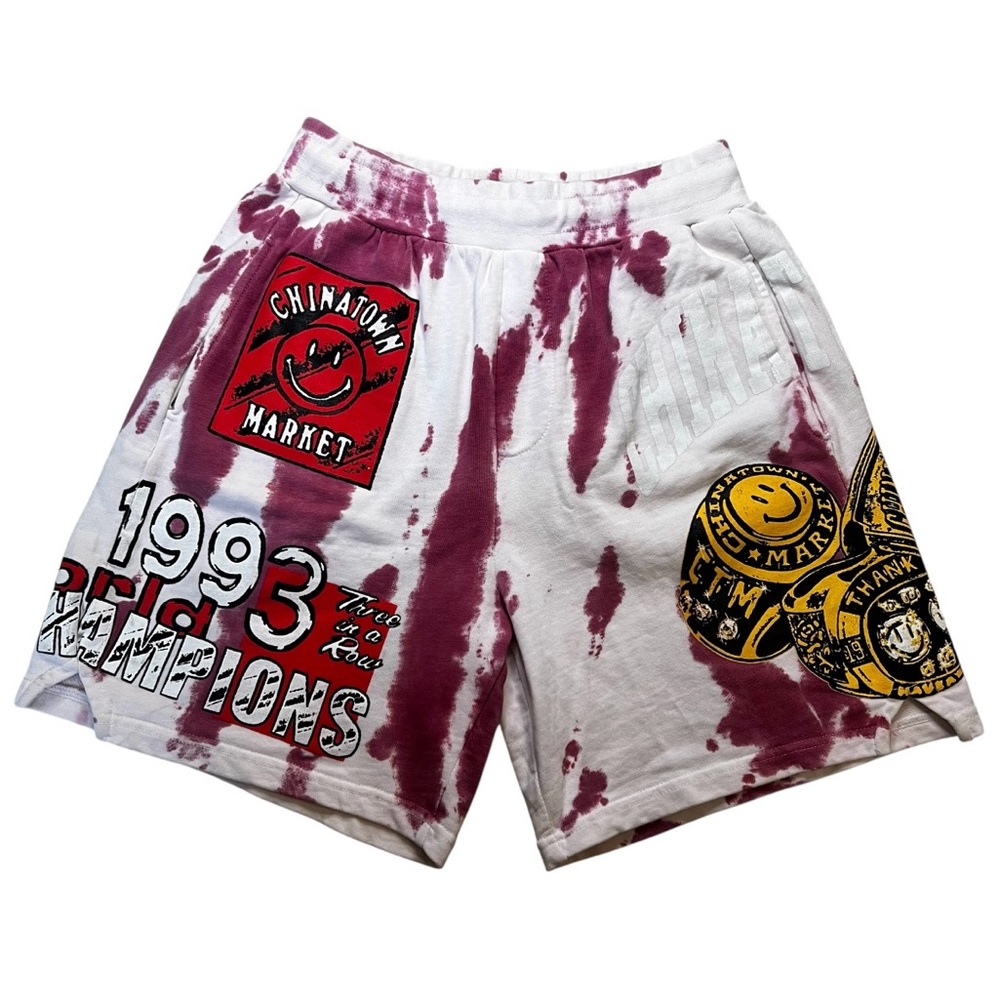 CHINATOWN MARKET MENS SMILEY CHAMPION 3 RINGS TIE-DYE SWEATSHORTS MEN’S SMALL